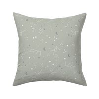 Astrophysics stars and moon boho universe science design nursery neutral soft sage green gray LARGE