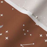 Astrophysics stars and moon boho universe science design nursery neutral copper rust brown LARGE