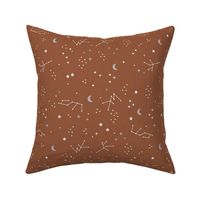 Astrophysics stars and moon boho universe science design nursery neutral copper rust brown LARGE