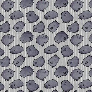 Pinstripe Black Pugs - gray