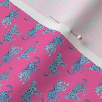 Tiny Leopard Parade Blue on Hot Pink