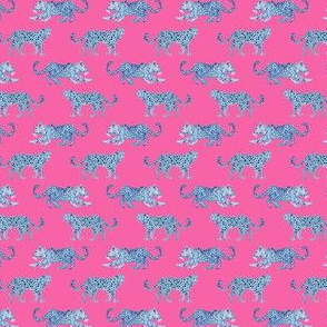 Tiny Leopard Parade Blue on Hot Pink