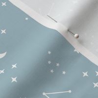 Astrophysics stars and moon boho universe science design nursery neutral soft blue LARGE