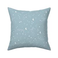 Astrophysics stars and moon boho universe science design nursery neutral soft blue LARGE