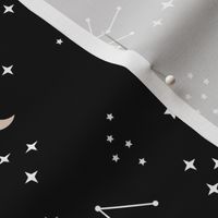 Astrophysics stars and moon boho universe science design nursery neutral monochrome black and white LARGE