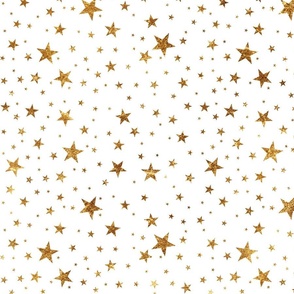 Gold star on white. Princess abstract metalic sparkle. Glitter birthday pattern. 