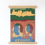 retro Heidelberg travel tea towel