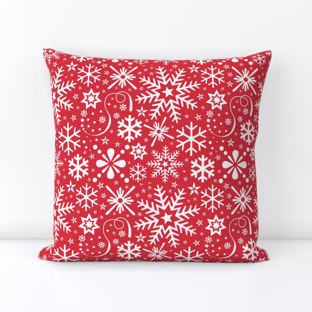 Scandinavian Red White Decorative Snowflakes