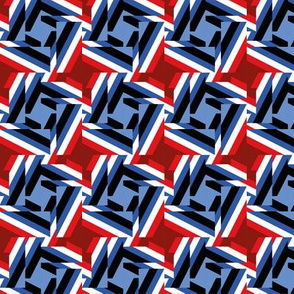 abstract houndstooth fragments - navy-red