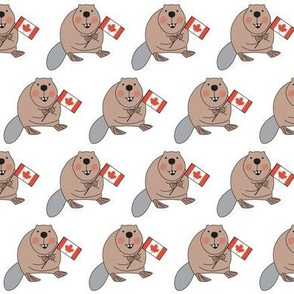 beavers with Canadian flags