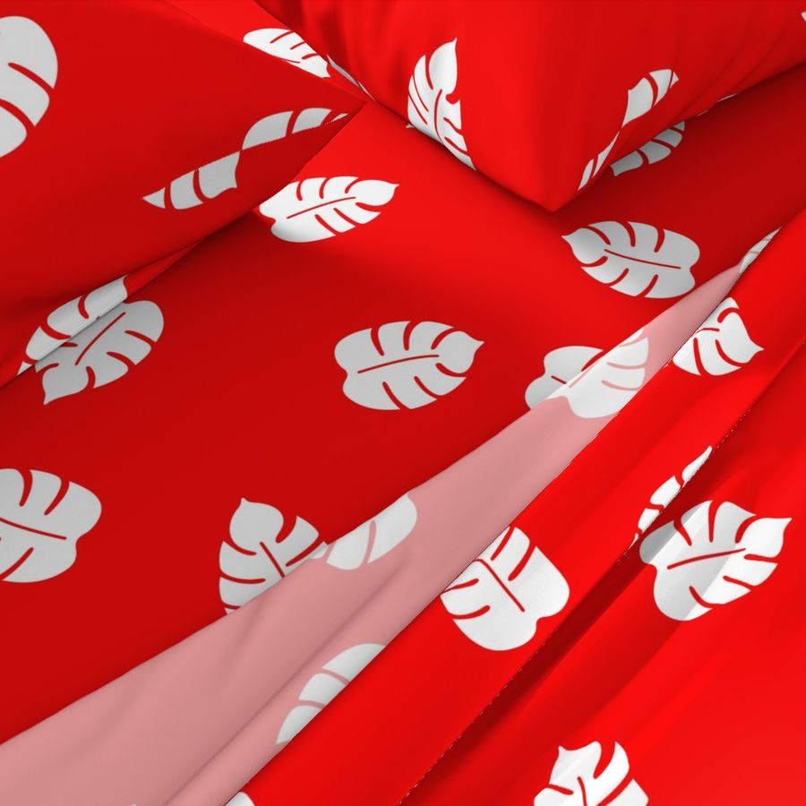 Ohana palm leafs on red