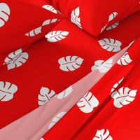 Ohana palm leafs on red