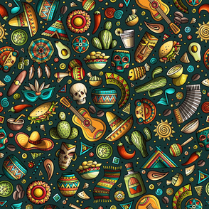 Latin America cartoon pattern