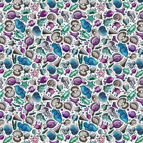 Sea life funny cartoon pattern