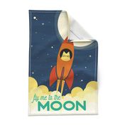 fly me to the moon tea towel - vintage travel tea towell and wall hanging