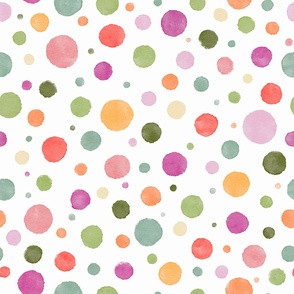 Watercolor abstract polka dot. Multicolor bright circles. 