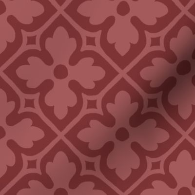 medieval-style geometric floral, muted burgundy