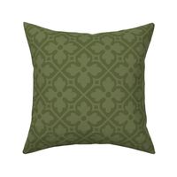 medieval-style geometric floral, olive green