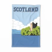 vintage style Scotland travel poster tea towel