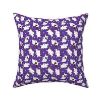 Tiny Trotting Phalene and paw prints - purple