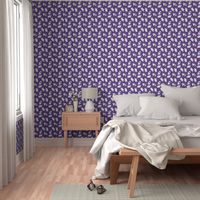 Trotting Papillons and paw prints - purple