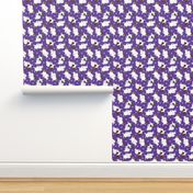 Trotting Papillons and paw prints - purple