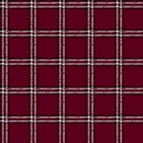 worn checked plaid maroon