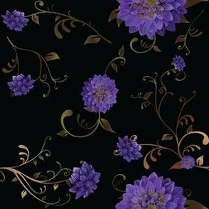 Regal Dahlia Floral Pattern 