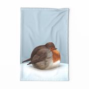 Overfed and satisfied robin tea towel