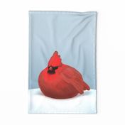 Overfed red cardinal tea towel