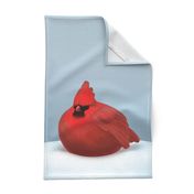 Overfed red cardinal tea towel