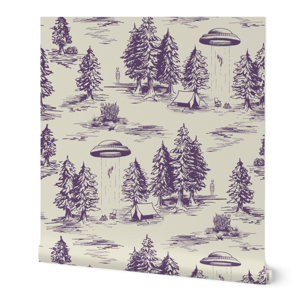 Large-Scale Purple Alien Abduction Toile de Jouy