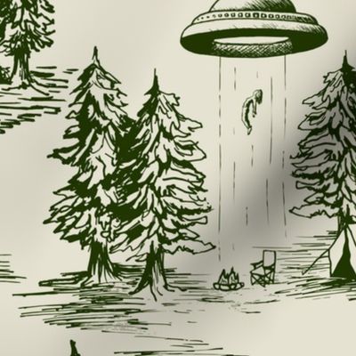 Forest Green & Cream Alien Abduction