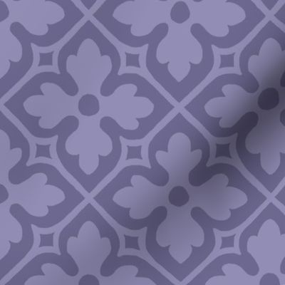 medieval-style geometric floral, muted violet