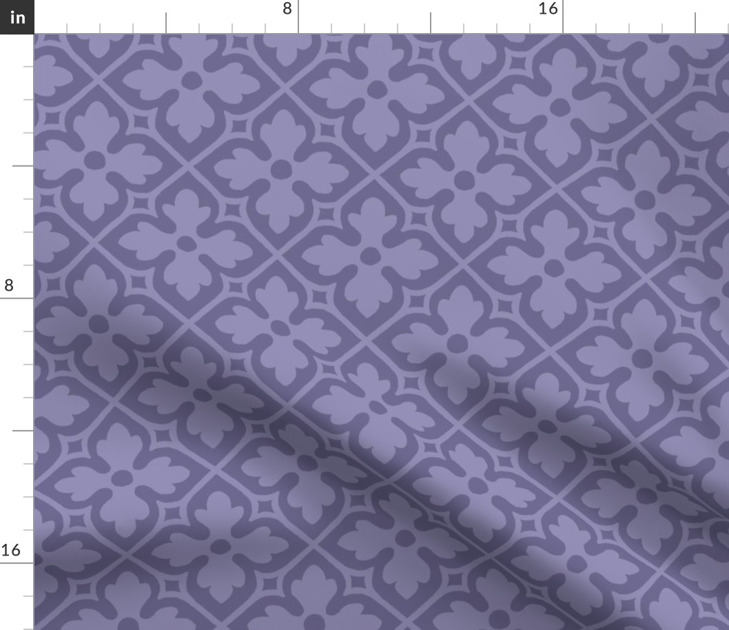 medieval-style geometric floral, muted violet
