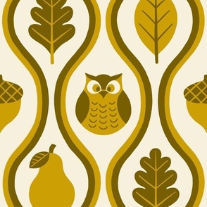 Retro Fall Owl - Mustard