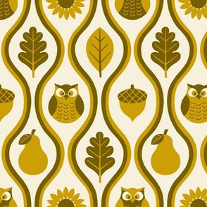 Retro Fall Owl - Mustard -Small