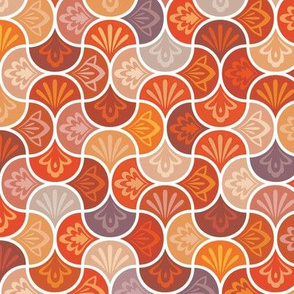 Moroccan Tiles - Orange Arabesque