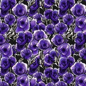  Purple flowers, poppies, abstract flowers, watercolors