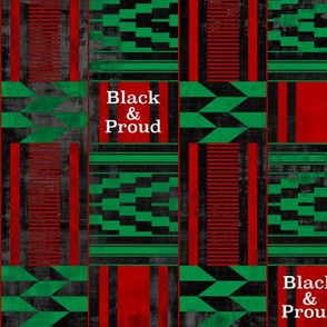 Black and Proud African Kente Cloth red black and green flag grunge texture 002