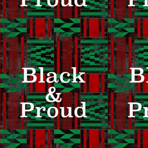 Black and Proud African Kente Cloth red black and green flag grunge texture 001
