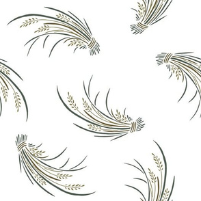 Wheat Sheaf Tossed Pattern White