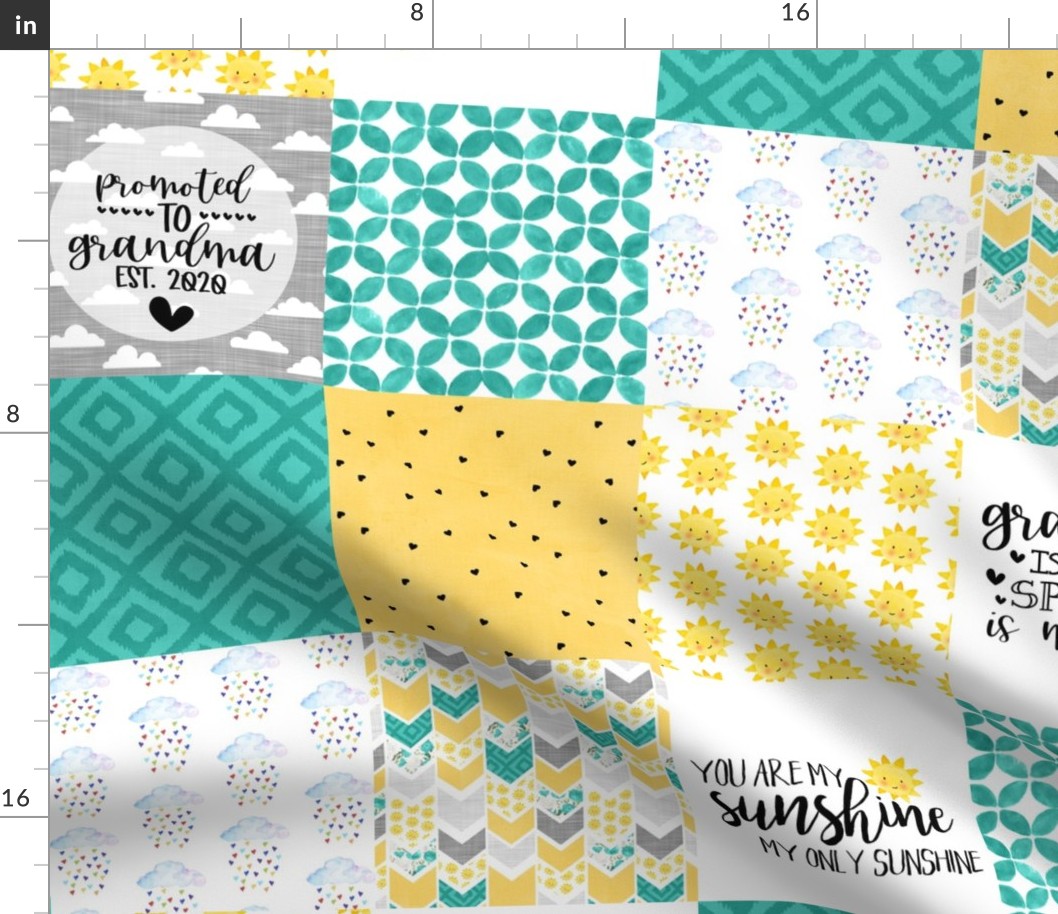 Grandma//You are my sunshine - Wholecloth Cheater Quilt