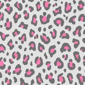 ★ LEOPARD PRINT in GRAY AND PINK ★ Medium Scale / Collection : Leopard spots – Punk Rock Animal Print