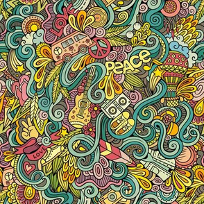 Hippie doodle.  For masks print