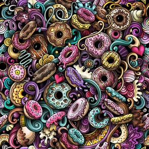 Donuts doodle.  For masks print