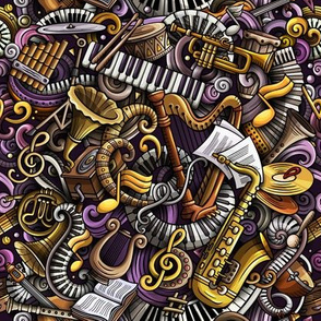 Classical music doodle.  For masks print