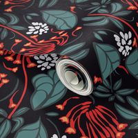Floral pattern, Christmas colors (black and red)