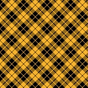 small circus yellow and black diagonal tartan