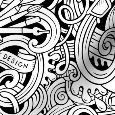 Design outline doodle pattern. Coloring print